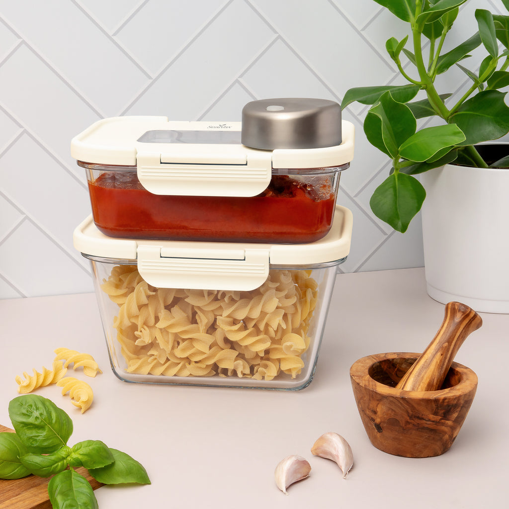 SEASON•SEAL Container-Cream | marinate container | vacuum container | glass container | vacuum storage container | Food storage Container