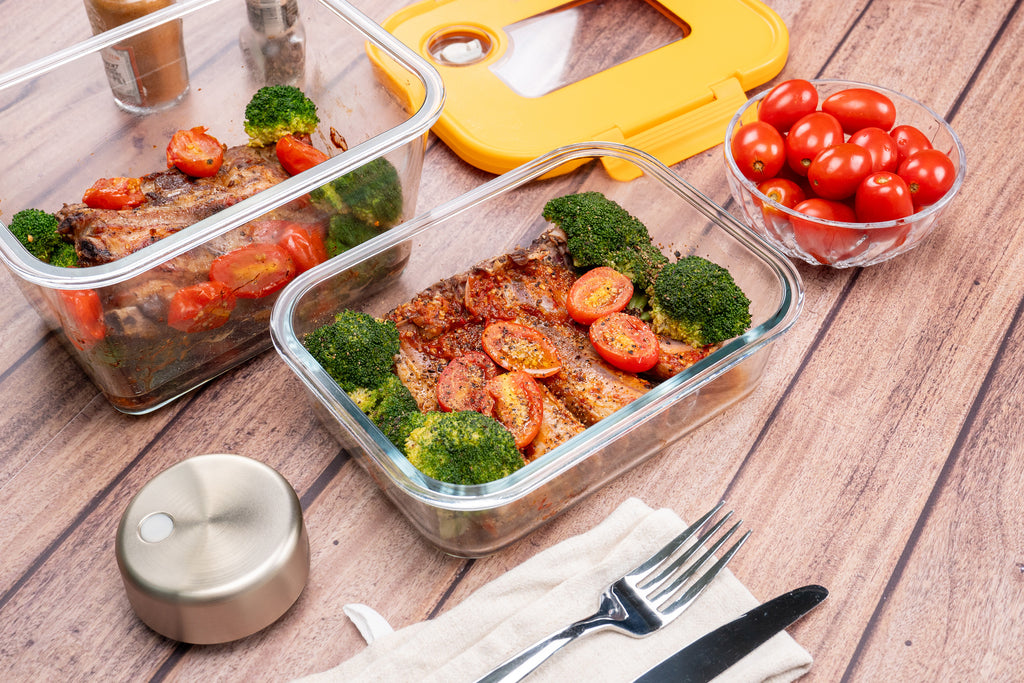 SEASON•SEAL Container(1L+1M)-Orange | marinate container | vacuum container | glass container | vacuum storage container | Food storage Container | Fresh container | crisper container | vacuum crisper | Airtight crisper container | glass crisper | Storage container | pickled container