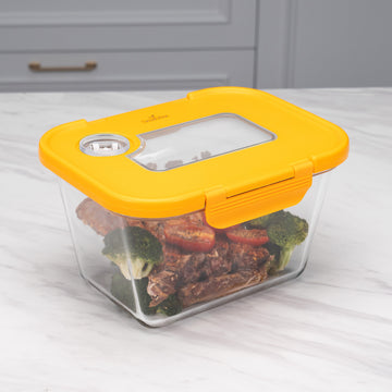 SEASON•SEAL Container(L)-Orange | marinate container | vacuum container | glass container | vacuum storage container | Food storage Container | Fresh container | crisper container | vacuum crisper | Airtight crisper container | glass crisper | Storage container | pickled container