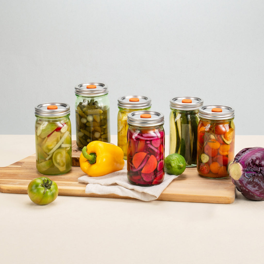 MasonSeal (Green) Wide Mouth Jars set , (32oz *6 ) & Lids