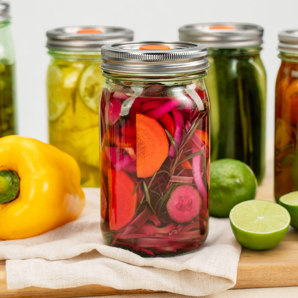 MasonSeal (Green) Wide Mouth Jars set , (32oz *6 ) & Lids