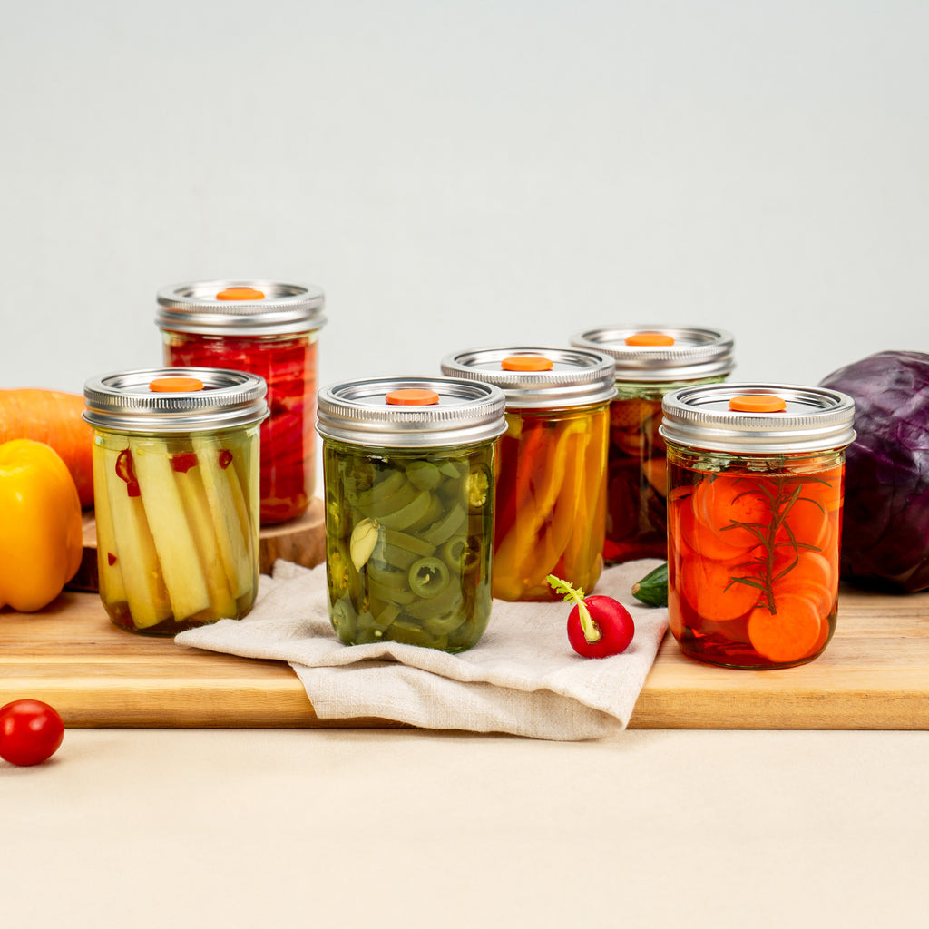 MasonSeal (Green) Wide Mouth Jars set , (16oz *6 ) & Lids