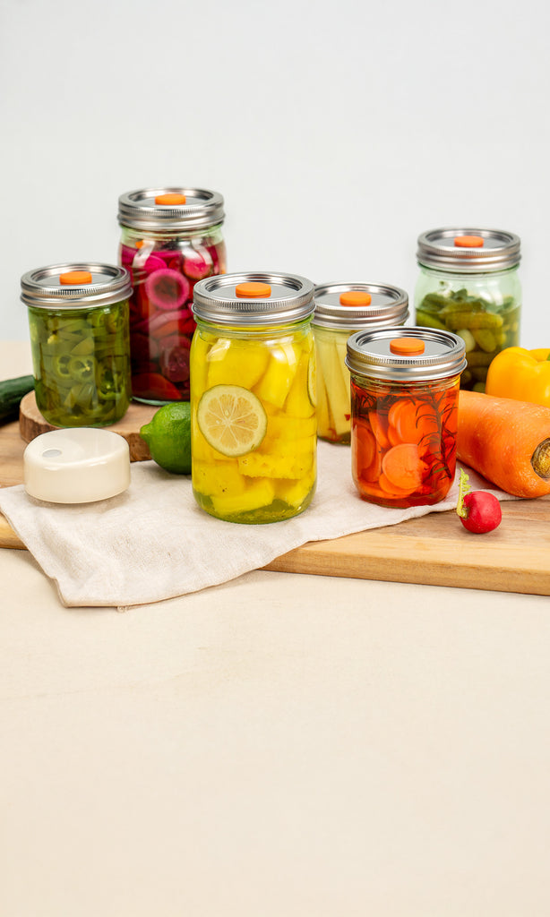 MasonSeal (Green) Wide Mouth Jars set , (32oz *3 + 16oz *3) & Vacuum Device & Lids