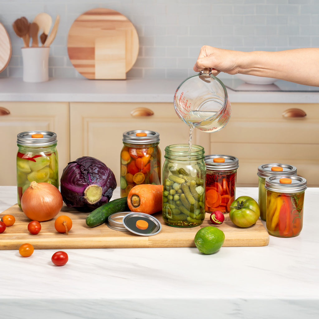 MasonSeal (Green) Wide Mouth Jars set , (32oz *3 + 16oz *3) & Lids