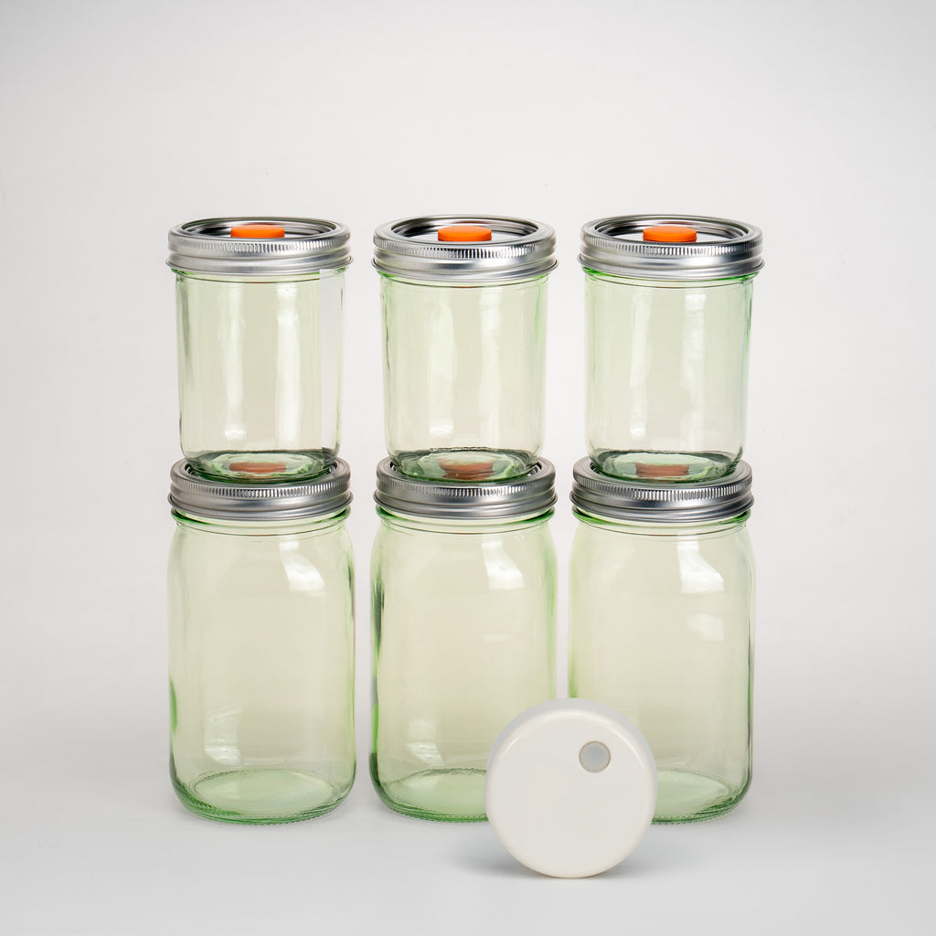 MasonSeal (Green) Wide Mouth Jars set , (32oz *3 + 16oz *3) & Vacuum Device & Lids