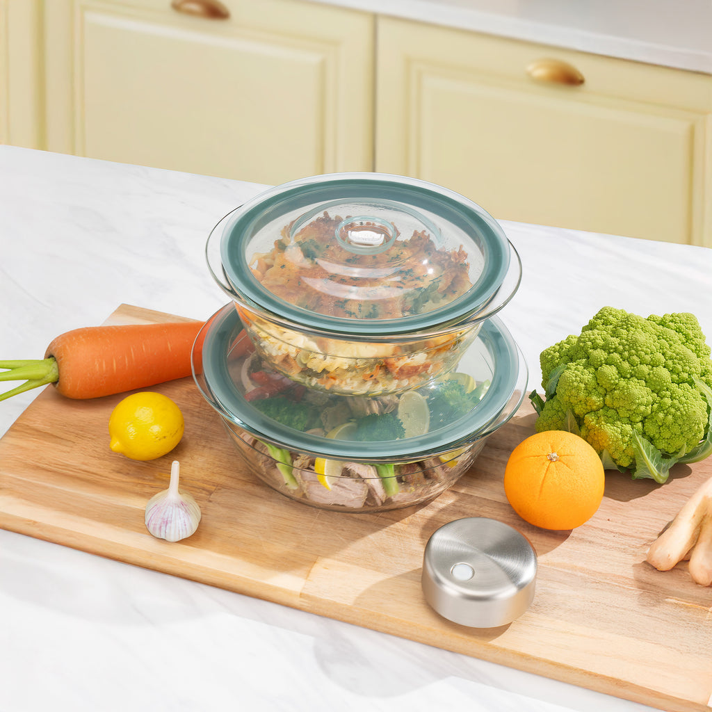 SeasonSeal Casserole set, (1L+1M) & Vacuum Device
