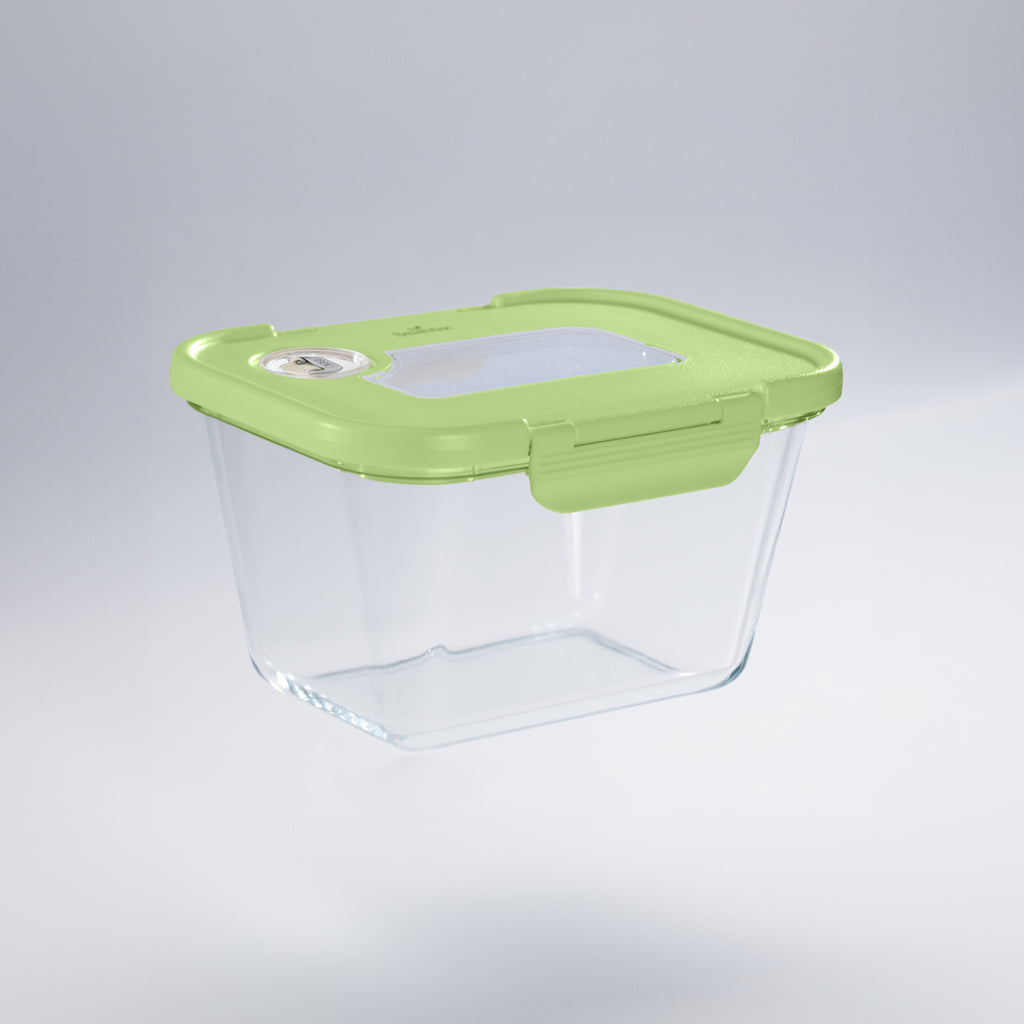 SEASON•SEAL Container(L)-Green | marinate container | vacuum container | glass container | vacuum storage container | Food storage Container | Fresh container | crisper container | vacuum crisper | Airtight crisper container | glass crisper | Storage container | pickled container