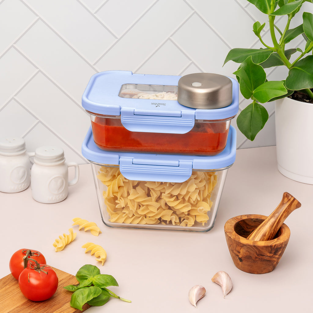 SEASON•SEAL Container-Blue | marinate container | vacuum container | glass container | vacuum storage container | Food storage Container