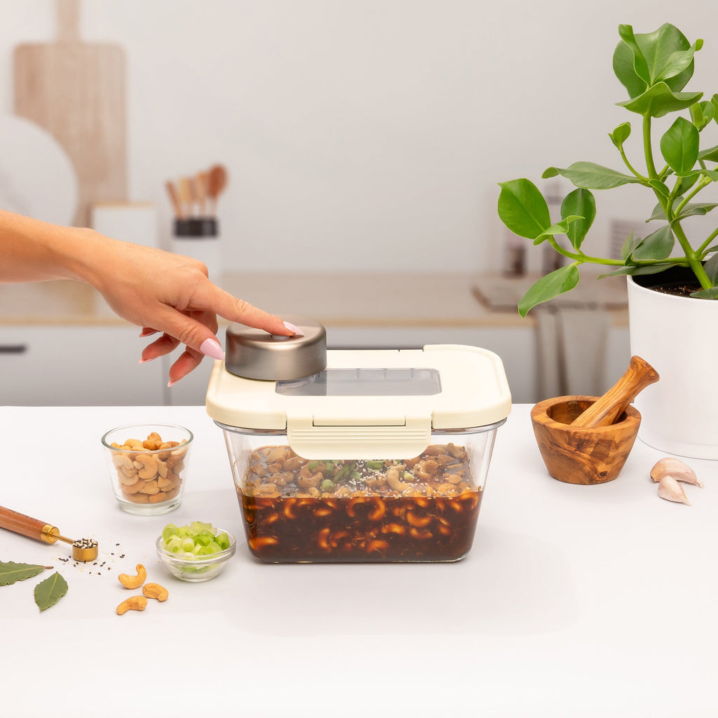 SEASON•SEAL Container-Cream | marinate container | vacuum container | glass container | vacuum storage container | Food storage Container