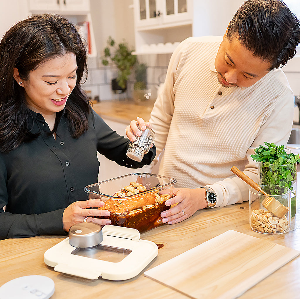 SEASON•SEAL Container-Cream | marinate container | vacuum container | glass container | vacuum storage container | Food storage Container