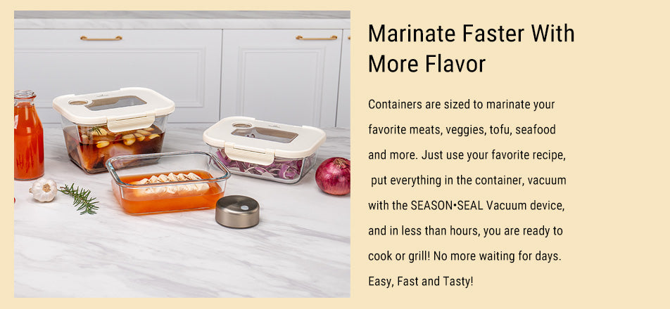 SEASON•SEAL Container-Cream | marinate container | vacuum container | glass container | vacuum storage container | Food storage Container